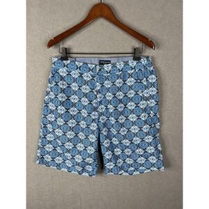 Peter Millar Seaside Swim Board Shorts Medium Blue White Trunk Surf Outdoors Men